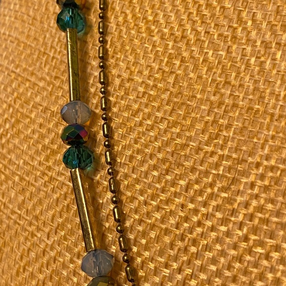 ✨2 for $30✨ Antique Gold/Bronze Tone Faceted Glass Bead Station Necklace - Picture 9 of 15